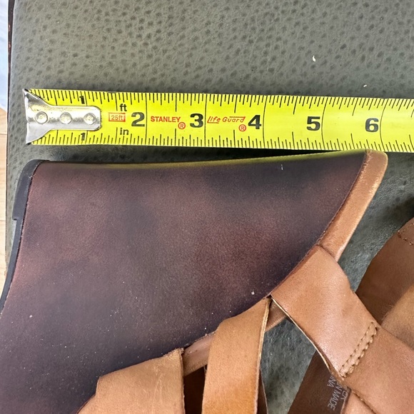 ShoeMint Cognac Leather Open Weave Platform Sandals - Size 6 - Picture 8 of 9